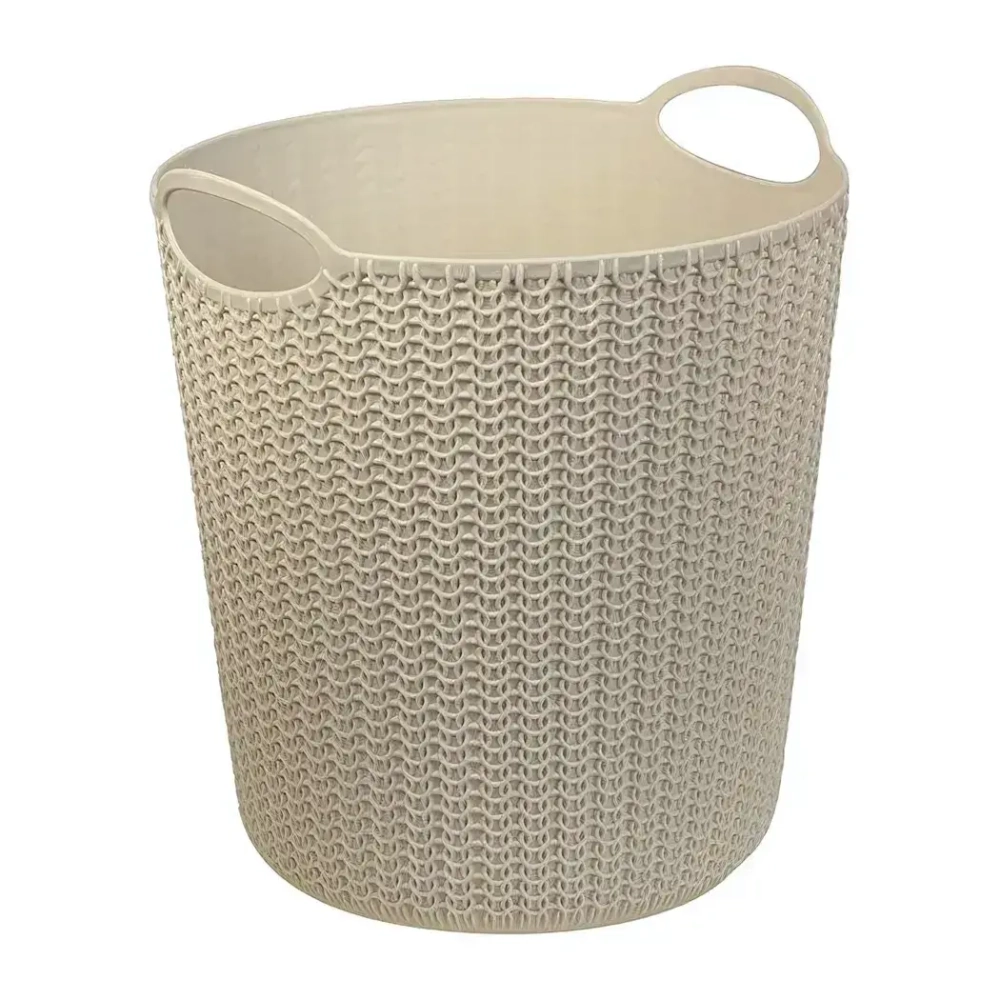Корзина для бумаг ВЯЗАНИЕ 10л белый ротанг