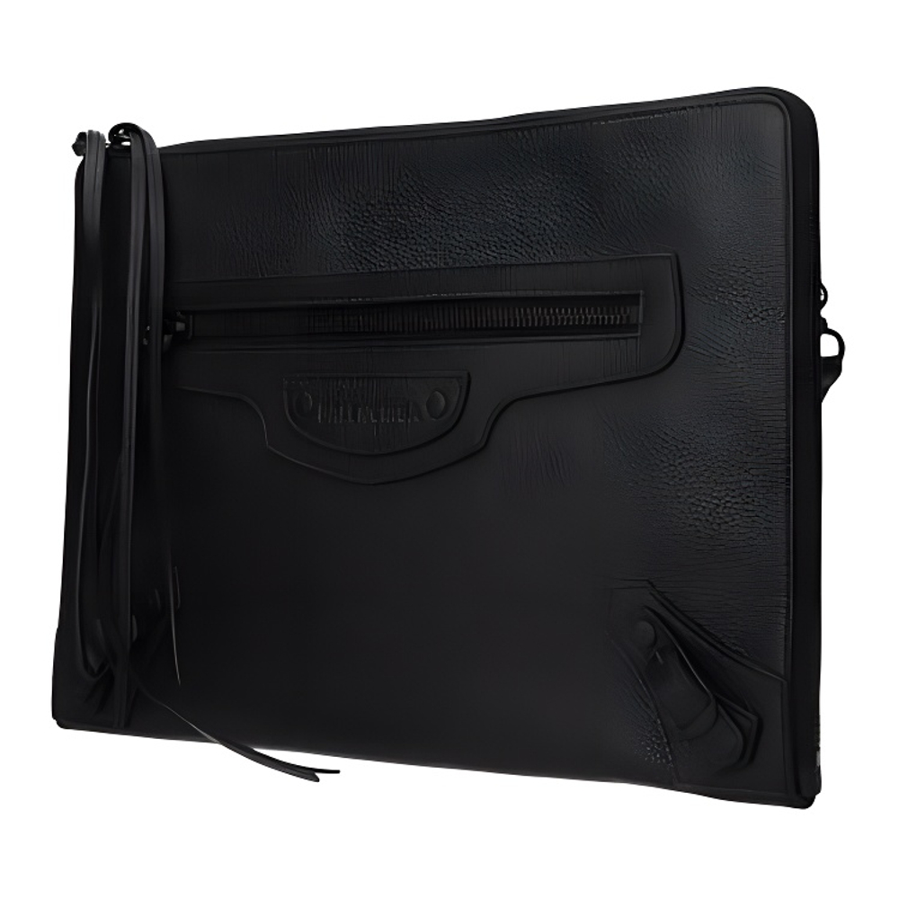 Balenciaga Metal Accessories Leather Clutch Men"s Black