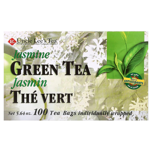 Uncle Lee's Tea, легенды Китая, зеленый чай, жасмин, 100 чайных пакетиков в индивидуальной упаковке, 160 г (5,64 унции)