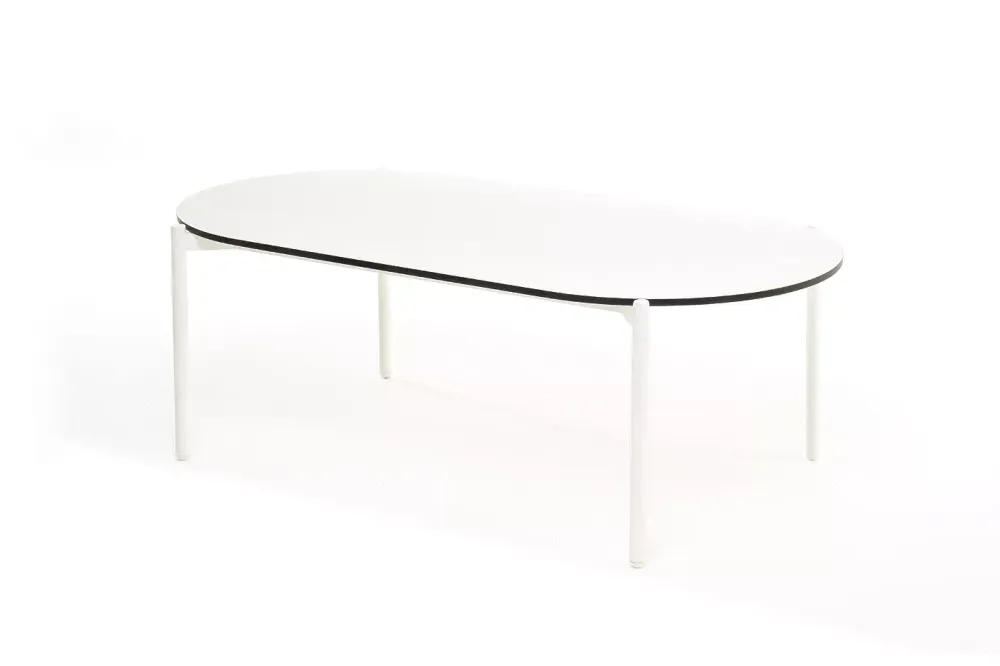 "Диего" журнальный стол из HPL 120х60 H40, каркас белый муар, цвет "молочный"