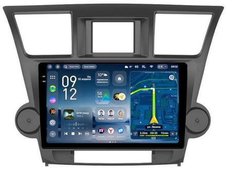 Магнитола для Toyota Highlander 2 XU40 2007-2013 (крутилки декоративные) - Teyes CC4-PRO монитор 10.36" 2K QLED на Android 13, Snapdragon 778G, AI, CarPlay, DSP, 4G SIM-слот