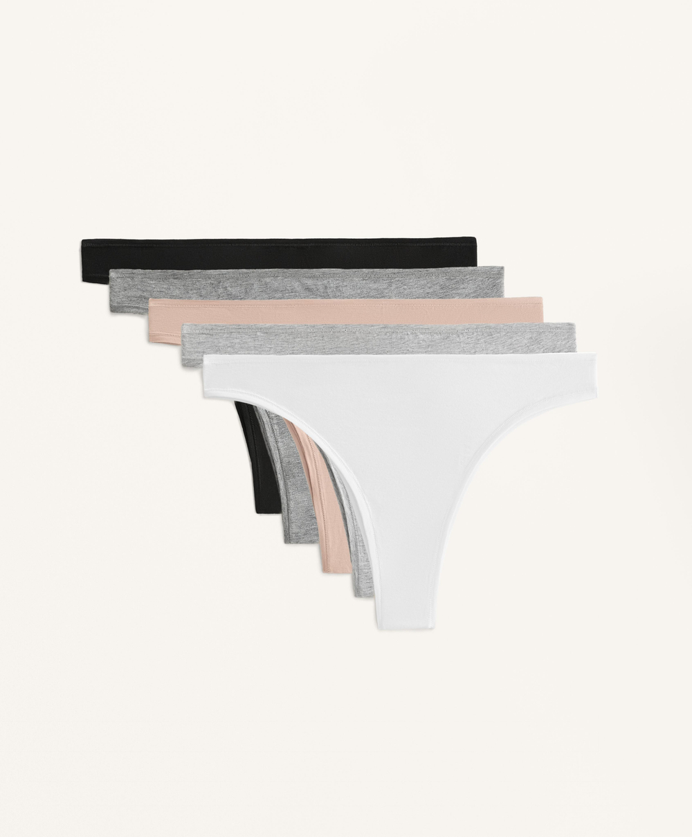 OYSHO Набор из 5 пар трусов-бразильяно из хлопковой смеси, черный
