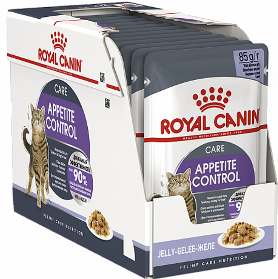 Royal Canin Appetite Control Care влажный корм в желе для стерилизованных взрослых кошек и кастрированных котов выпрашивающих пищу (пауч) 85г.