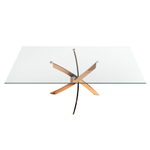 Прямоугольный обеденный стол 1169 из стекла и стали цвета розового золота 180x95