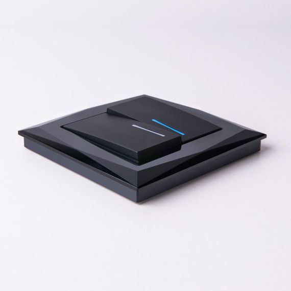 Выключатель двухклавишный проходной с подсветкой Werkel черный матовый W1122108 4690389156731