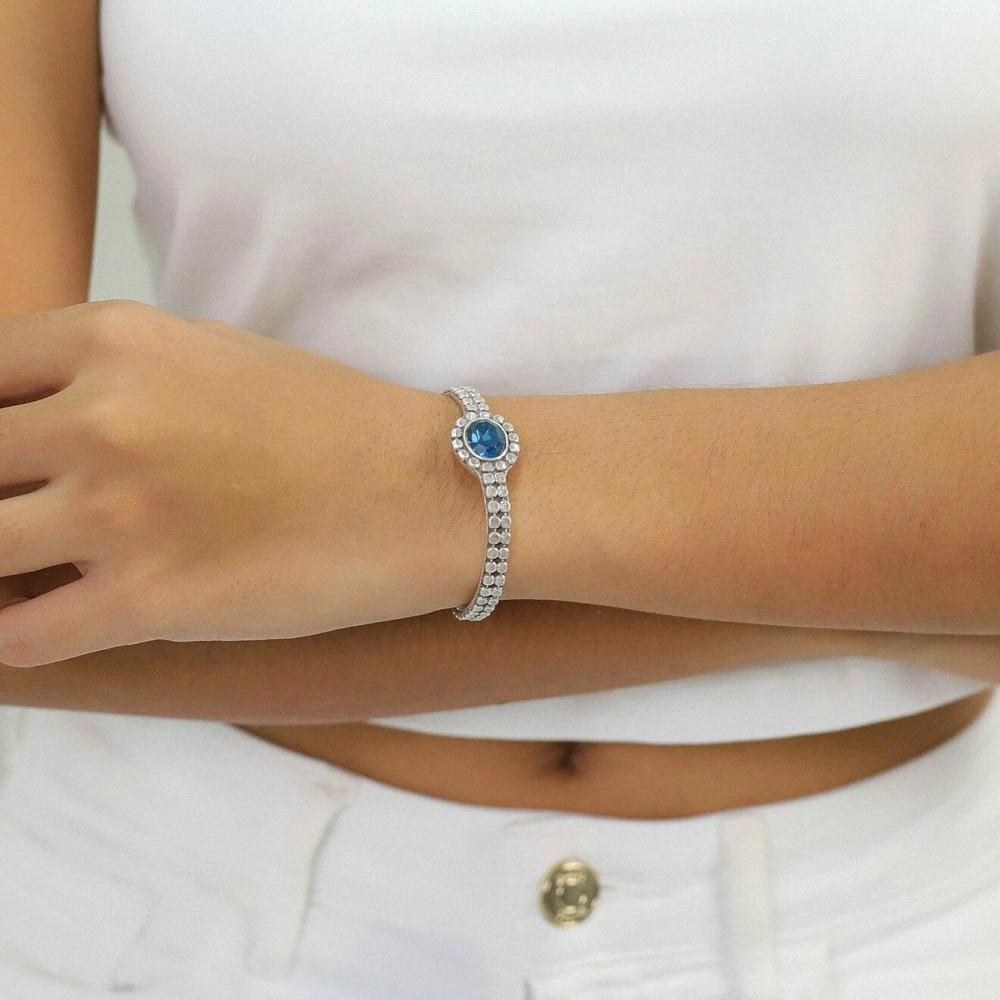 Браслет ORI TAO, Azzurra, кафф, с кристаллом, OT24.1-13-69151 (синий)