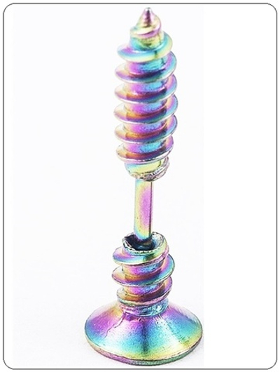 Серьга "Гвоздь радужный" для пирсинга уха. Медицинская сталь.