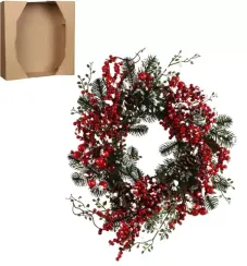 Венок Айден с красными ягодами 40 см., House of Seasons (84060)