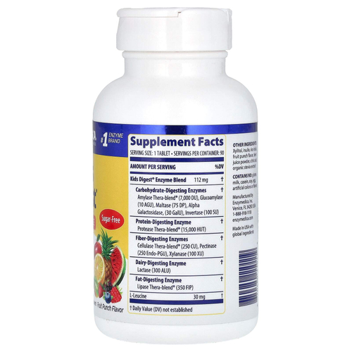 Enzymedica, Kids Digest, пищеварительные ферменты для детей, со вкусом фруктового пунша, 90 таблеток