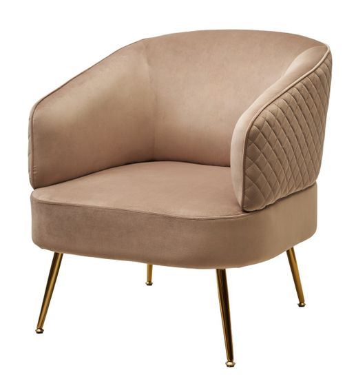 Кресло MUSSELS BLUVEL-40 Бежевый, велюр / золотой каркас