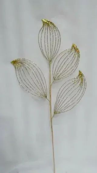 Ветвь Плюмерия золотая 79 см., 1 шт., Christmas DeLuxe (86696)