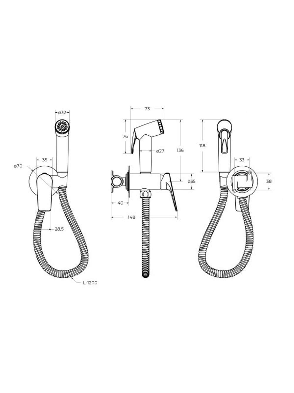 Гигиенический душ со смесителем CEZARES LINER-DIF-01