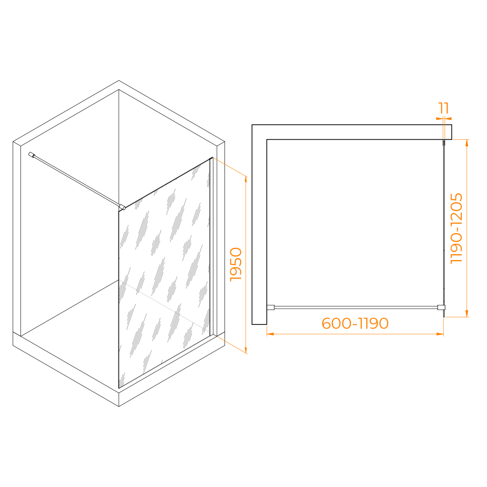 Душевая перегородка RGW WA-002 (Матовое-Сатинат, 1200)