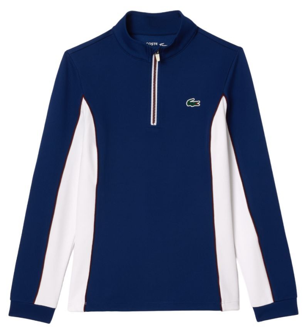 Женская теннисная куртка Lacoste Slim Fit Quarter-Zip Sweatshirt - navy blue/white