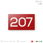 Номер на дверь 207, табличка на дверь для офиса, квартиры, кабинета, аудитории, склада, красная 120х70 мм, Айдентика Технолоджи