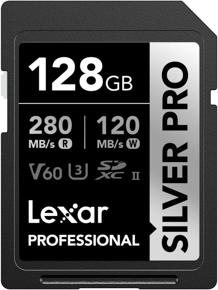 Lexar Silver Pro SD Card 128GB, UHS-II, V60, U3, C10