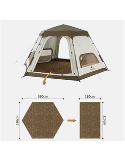 Палатка Naturehike Hexagonal 3-4-местная, автоматическая, хаки (бежевая)