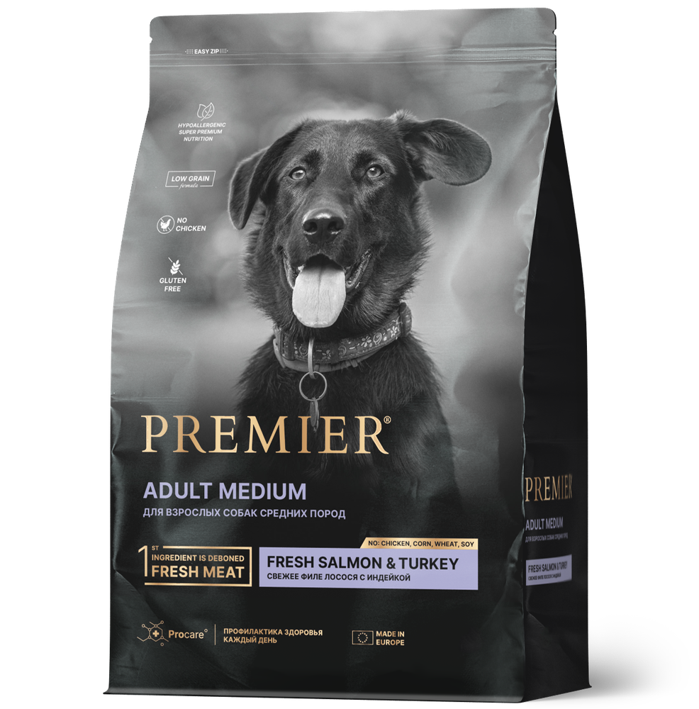 Premier dog salmon &amp; turkey adult medium лосося с индейкой для собак средних пород