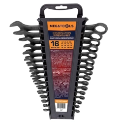 Ключи комбинированные, набор 16пр. (6-19, 22, 24мм) MEGATOOLS MT-5161MP BLACK