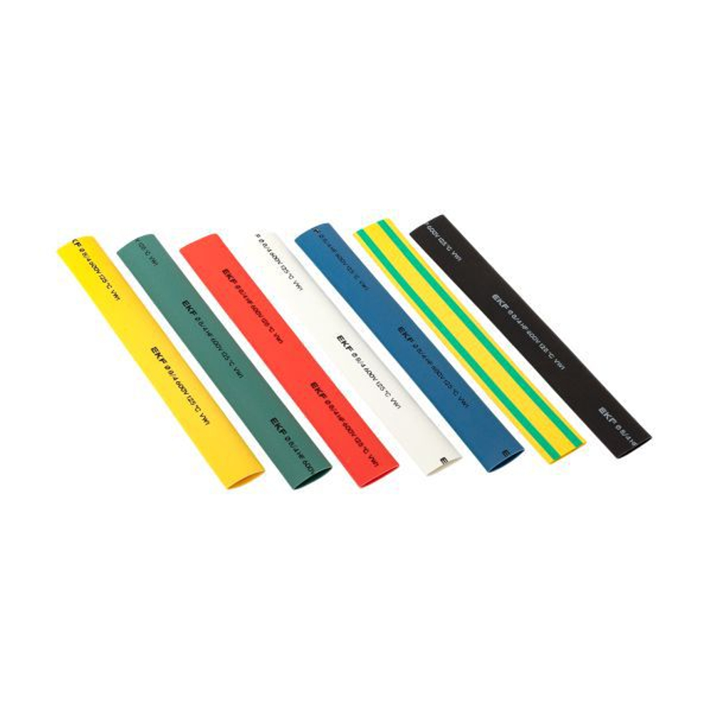 Набор трубок термоусадочных ТУТ нг тонкостен. 8/4 (7 цветов по 3шт 100мм) EKF tut-n-8