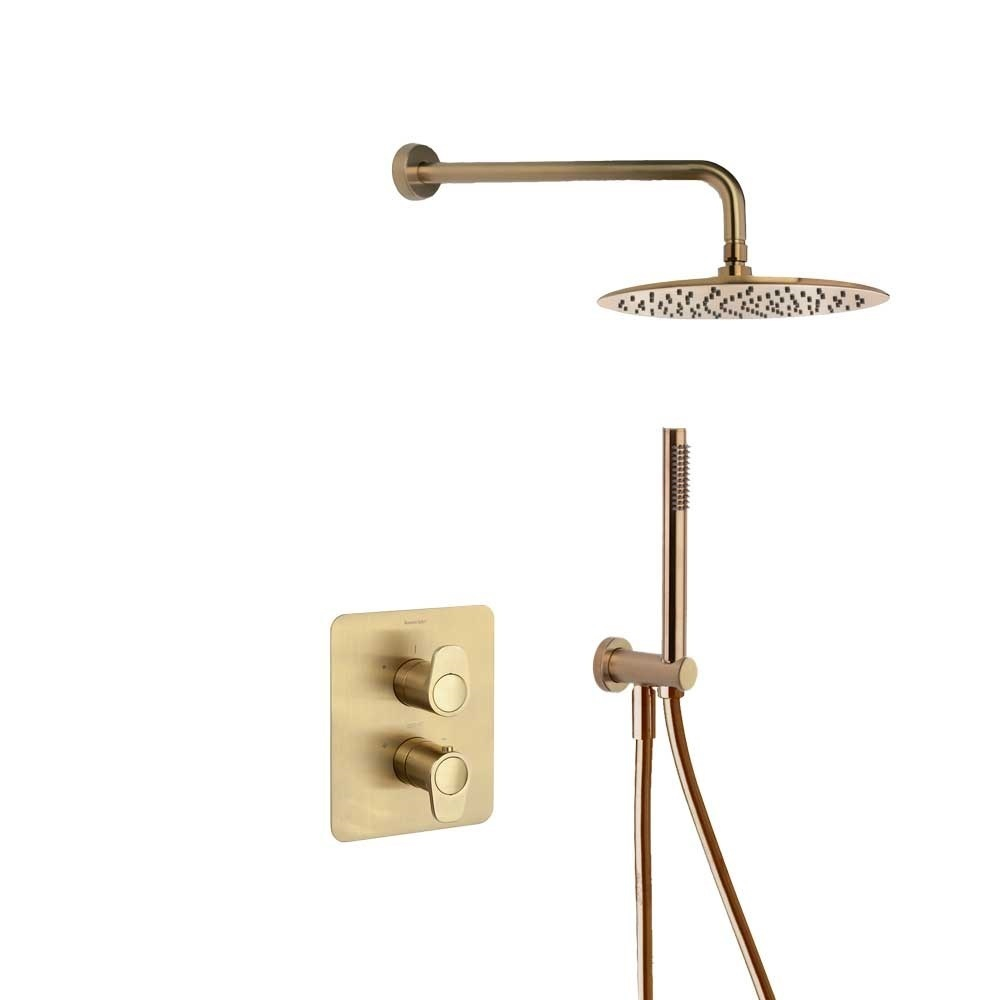 Встраиваемый термостатический смеситель для душа с тропическим и ручным душ ALEXIA K3687011OC золото