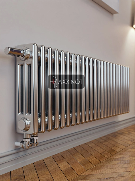 Axxinot Sentir Chrome 3037 - трехтрубный трубчатый радиатор высотой 370 мм, нижнее подключение с термовентилем