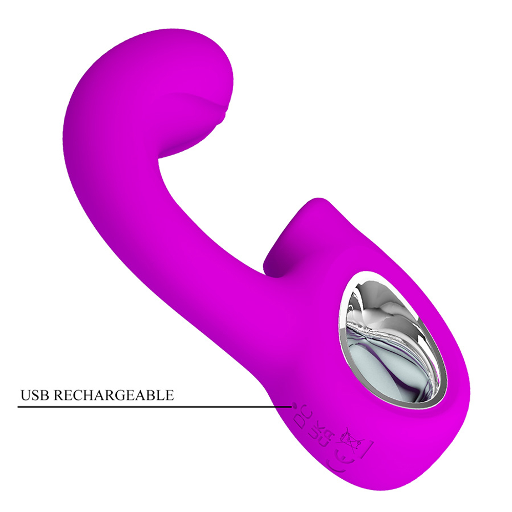 Лиловый вибратор с вакуумным стимулятором клитора Pretty Love Sibel Tapping Rabbit G Vibrator Fuchsia BI-300098
