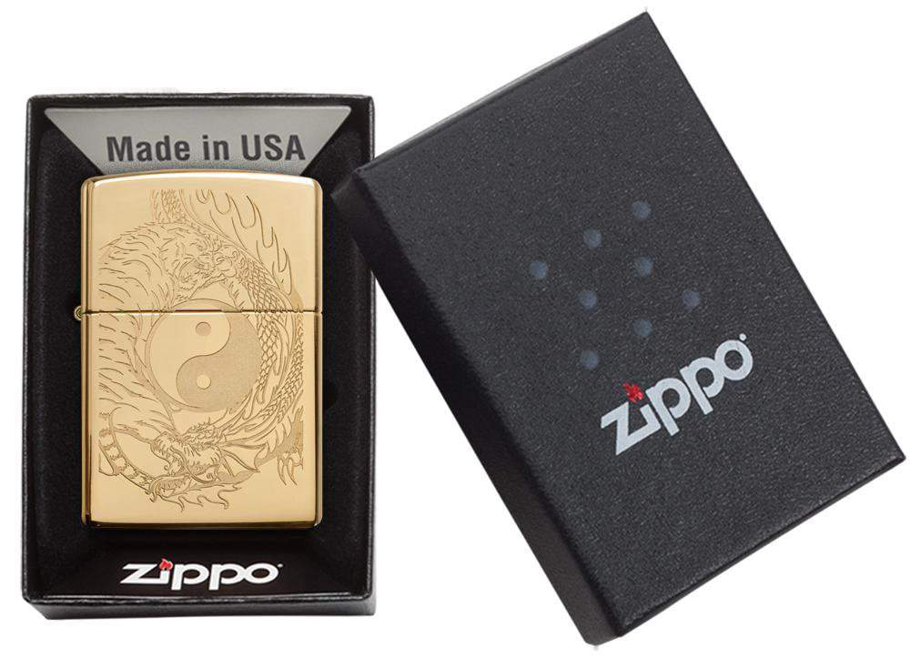 Зажигалка High Polish Brass Tiger and Dragon Design ZIPPO 49024