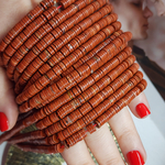 Яшма природная красная, бусины диски, 6мм, нить 10см