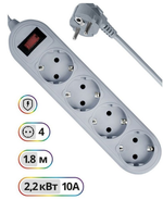 Фильтр питания 4-розетки 1,8-метра 10А Defender