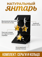 Комплект украшений с янтарём звезда пеструха желтая