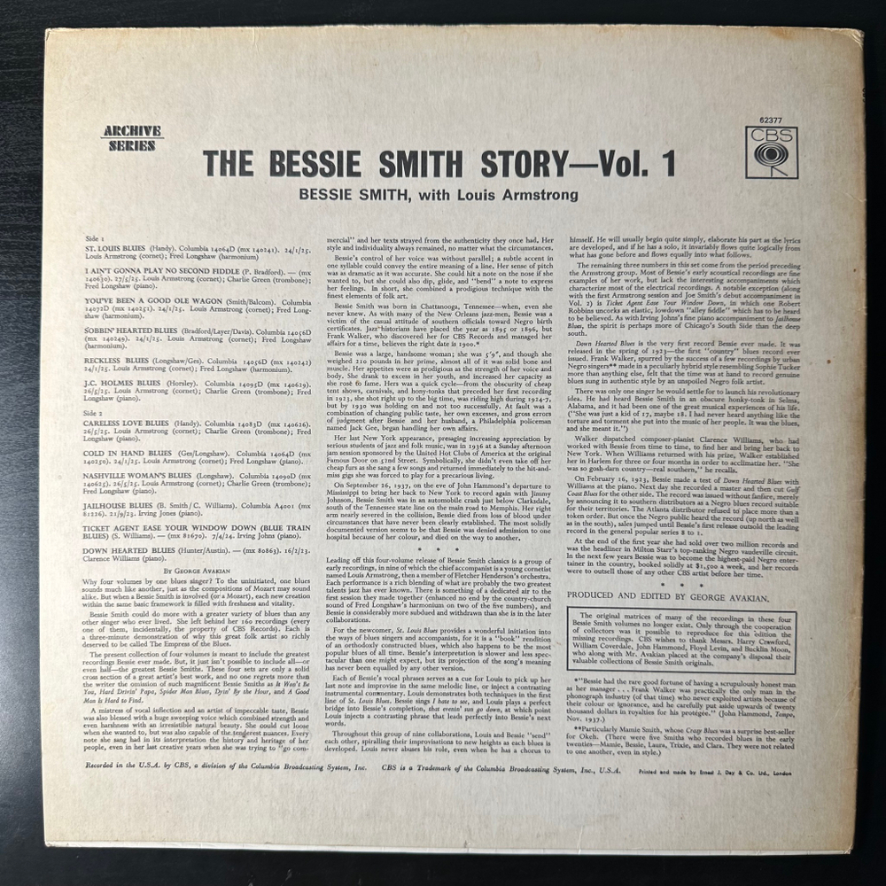 Bessie Smith ‎– The Bessie Smith Story - Vol.1 (Англия 1966г.)