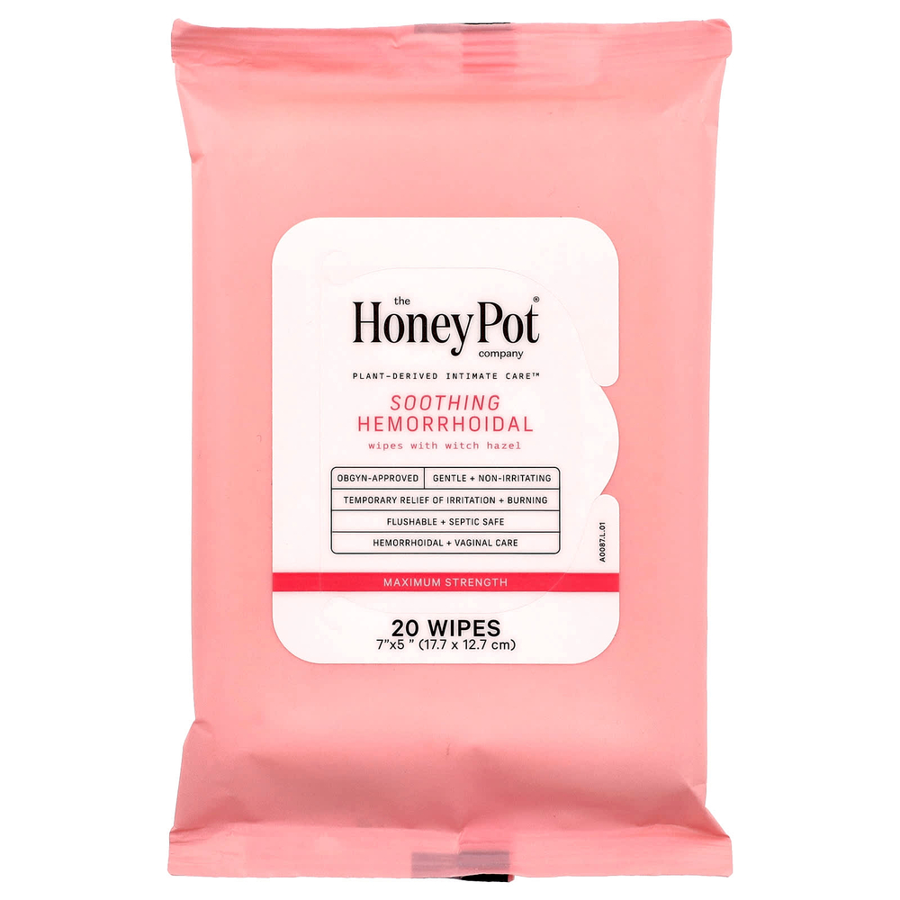 The Honey Pot Company, Успокаивающие салфетки от геморроя, максимальная сила действия, 20 салфеток