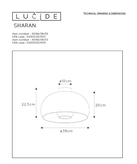 Потолочный светильник Lucide Sharan 30186/38/30