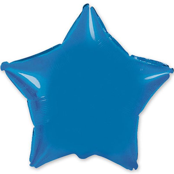 Шар звезда Голубая металлик 45см