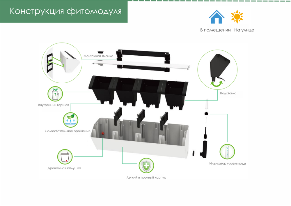 Фитомодуль с автополивом Hydro Falls на 4 растения