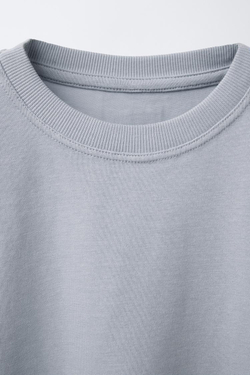 ZARA ОДНОТОННАЯ ФУТБОЛКА HEAVY WEIGHT, СЕРЫЙ