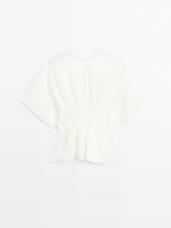 Massimo Dutti Рубашка из смесового хлопка, кремовый