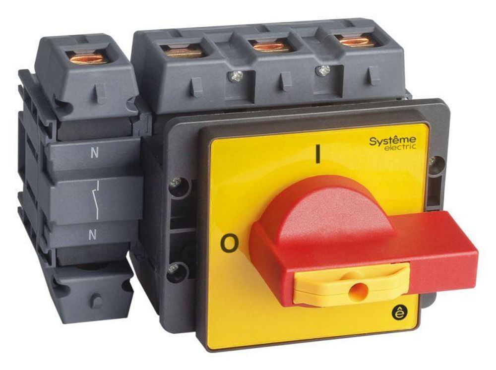 Выключатель-разъединитель 4п 175А IP20 с красн. рукоят. на дверцу 4 винта 1 замок SE MSD175460R