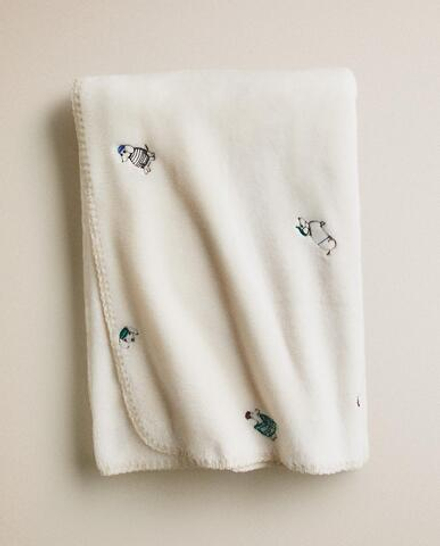 Zara Home плед детский из полиэстера, экрю, 90x120 см · 4601/004