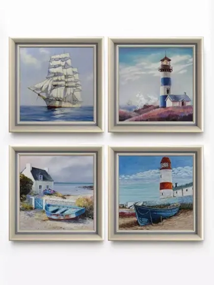 Картины на стену интерьерная на холсте 4 шт, 23*23 см