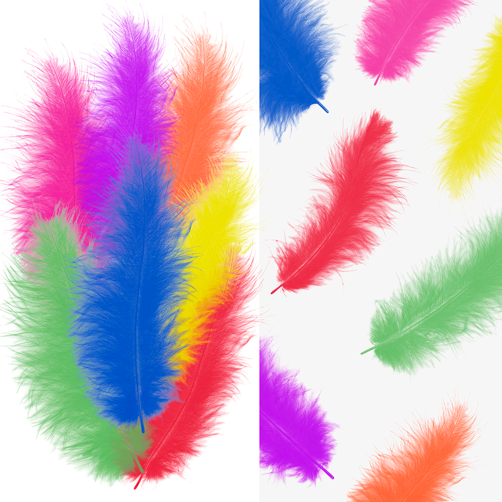 Перья, Премиум, Яркое ассорти, 12-15 см, 30 шт.