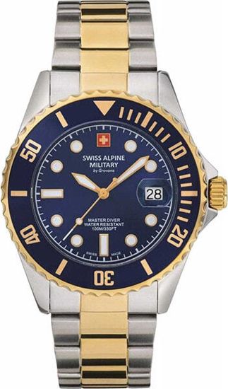 С браслетом Мужские кварцевые водонепроницаемые часы Swiss Alpine Military Swiss Apline Military 7053.1145 diver 42mm 10ATM