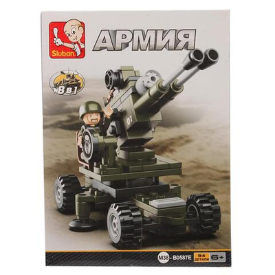 Конструктор блочный Слубан 8-В-1 Пушка с фигуркой, 95эл. коробка 227116