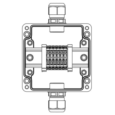 Взрывозащищенная клеммная коробка из полиэстера TBE-P-03-(6xCBC.4)-1xPACMP(A)-1xPACMP(C)1Ex e IIC Т5 Gb / Ex tb IIIC T95°C Db IP66