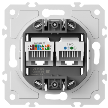 Механизм розетки RJ11 + RJ45 (двойная) cat.3/5e/ClassE-4/8,  серия DB