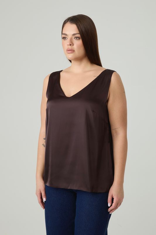 Топ двухслойный на широких бретелях, шоколад