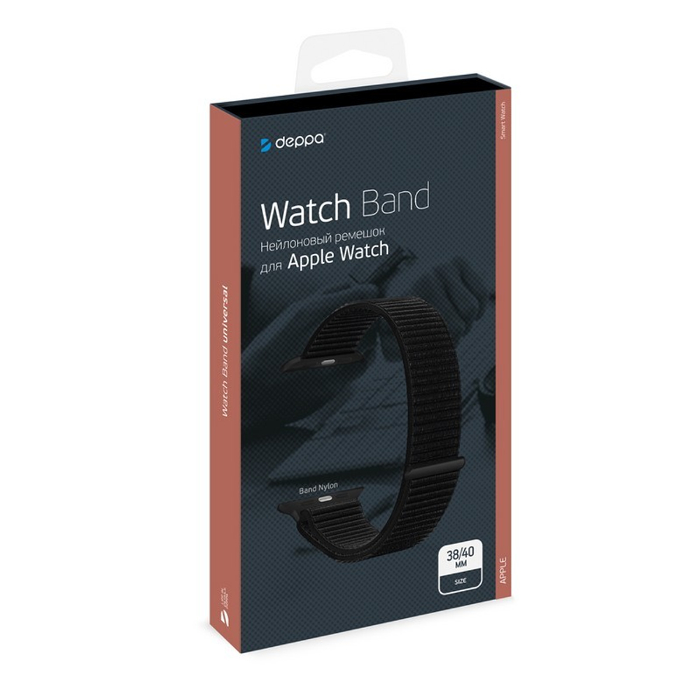 Ремешок нейлоновый Deppa Band Nylon для Apple Watch 40мм/ 38мм Черный