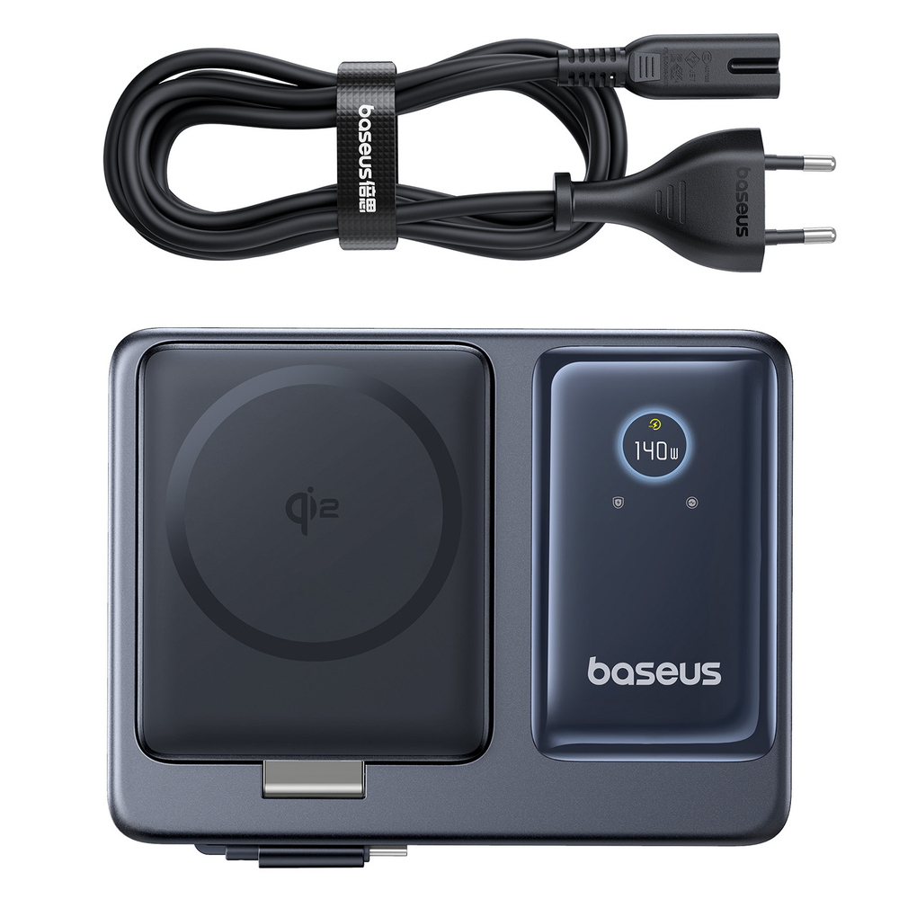 Зарядное устройство Baseus NOMOS 5-in-1 Desktop Charger Qi2 15W Wireless Charging+Retractable Cable 3C+U 140W (MagSafe)