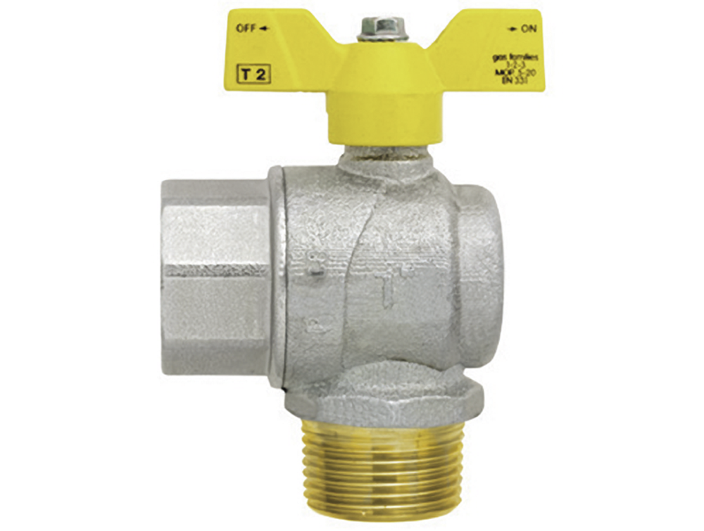 Кран шаровый газ. 15 (1/2") ВН угловой бабочка (FIV)